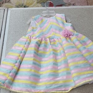 Marmellata Pink and Yellow Embellished A-Line Sundress